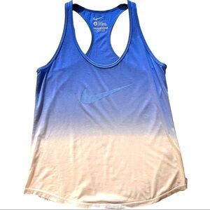 𝅺NIKE Women’s Racerback Ombre Slim Fit Blue White Tank Top Size Large